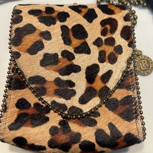 Leatherock Leopard Calfhair Chain Bag